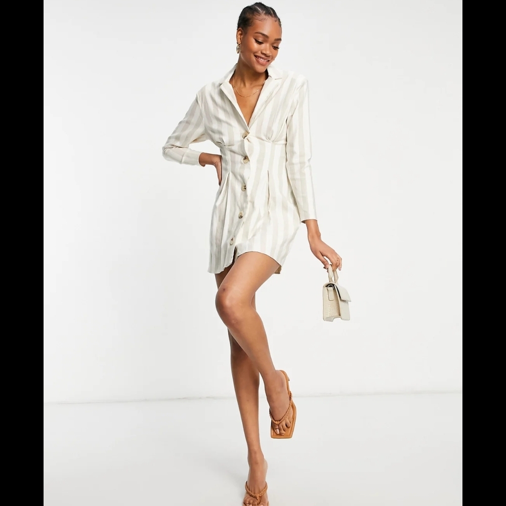 Striped Button-Up Mini Dress